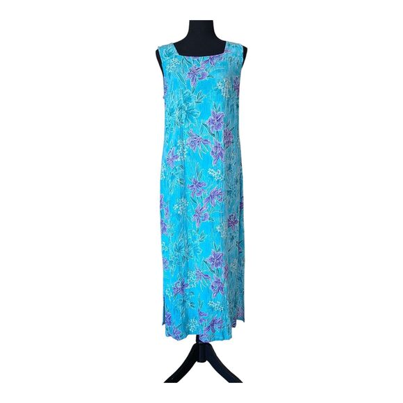Studio Ease Dress & Button Top 2 Piece Set Women's Size 14 Blue Floral Vintage - Picture 2 of 9